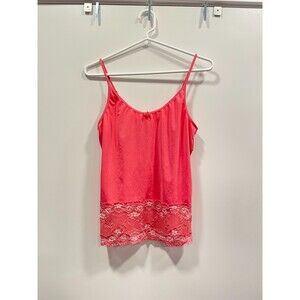 Pink Size L Lace Cami Tank EUC Lingerie PINK K Floral Top Barbie Y2K 00s Vintage